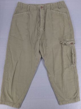 Free People Bay To Breaker Cotton Cargo Pants Slouchy Cropped Barrel Distressed
